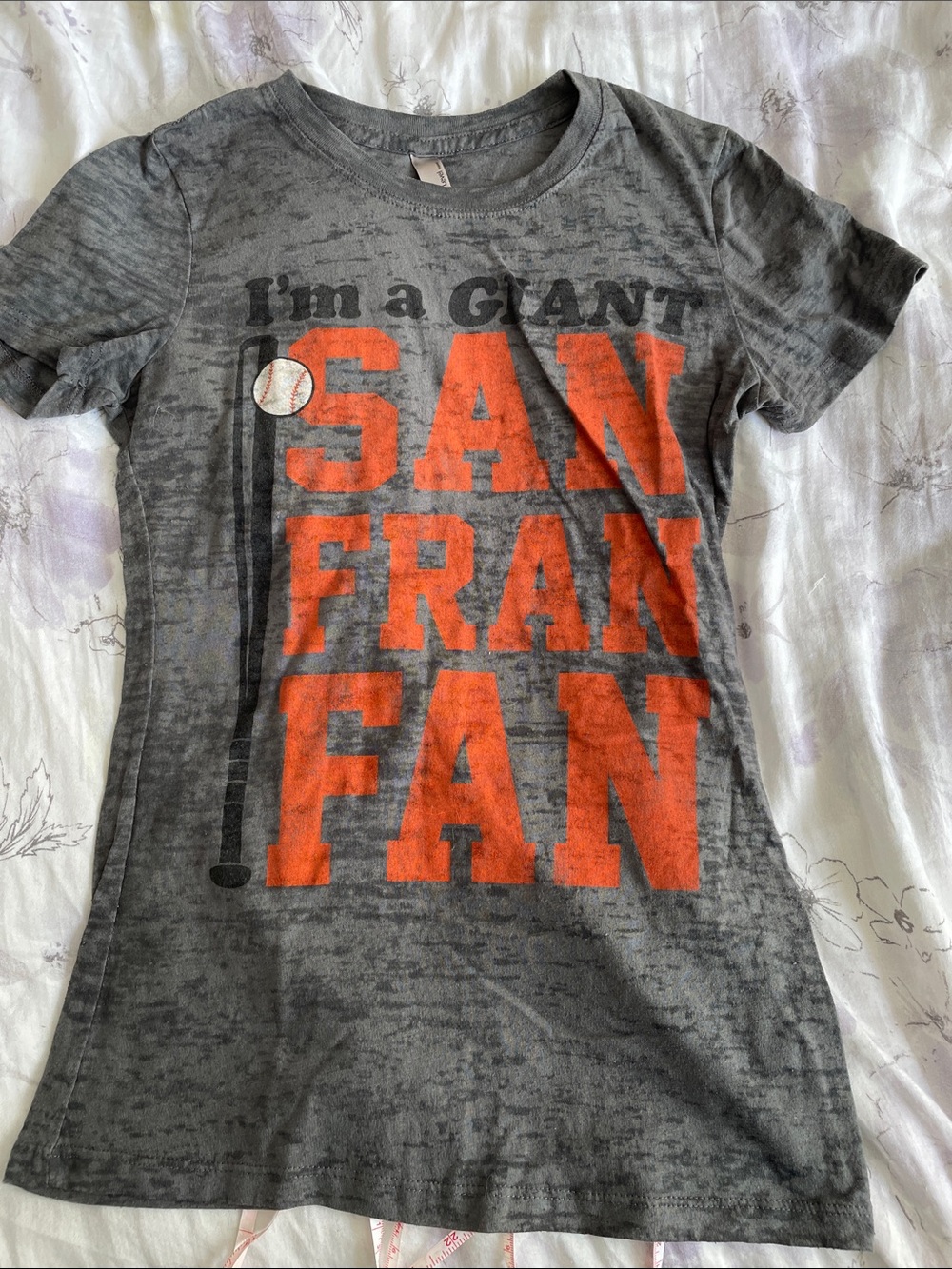 Adult Gray 'San Fran Fan' Graphic Tee with Orange Lettering